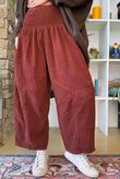 Lock Needlecord Shirring Barrel Pant Rust